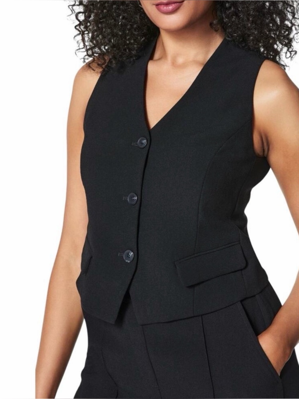 SPANX Black Carefree Crepe Workwear Tailored Vest Plus Size 1X NWT